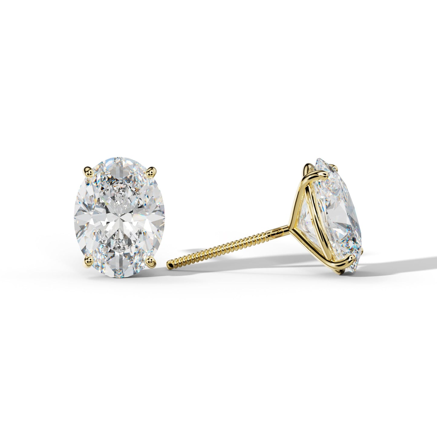 Oval Diamond Stud Earrings With Four Classic Prong Martini Settings - 1/2 - 18K White Gold