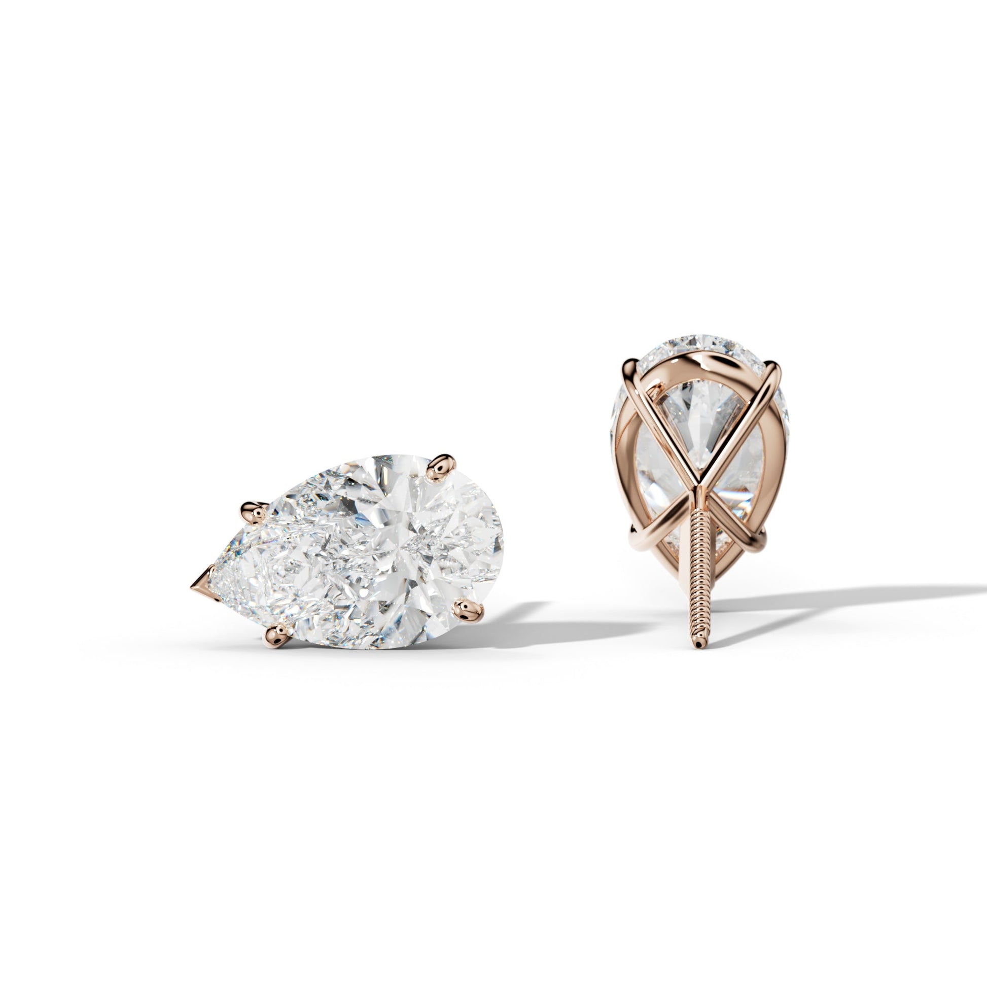 Pear Shape Diamond Stud Earrings With Classic And V Prong Martini Settings - 1/2 - Platinum 950