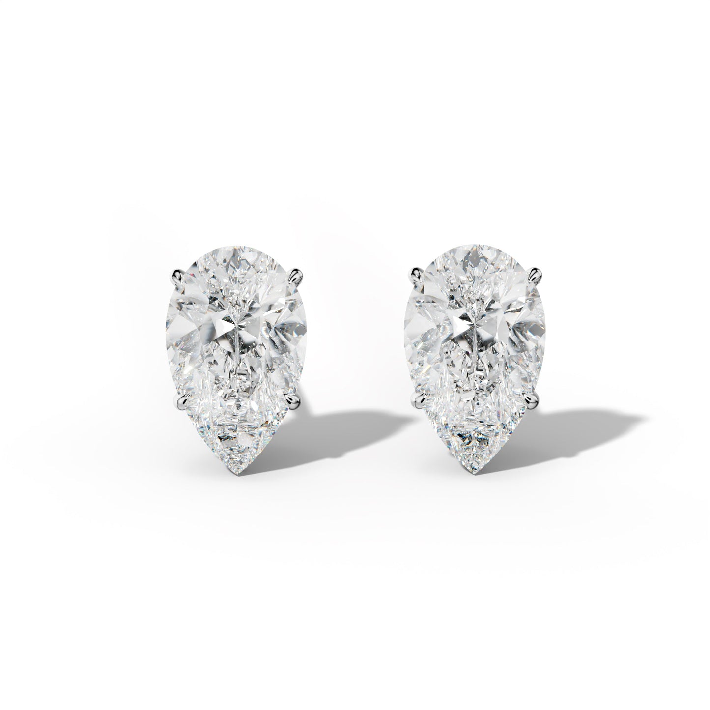 Pear Shape Diamond Stud Earrings With Four Prong Martini Settings - 1/2 - 14K Rose Gold
