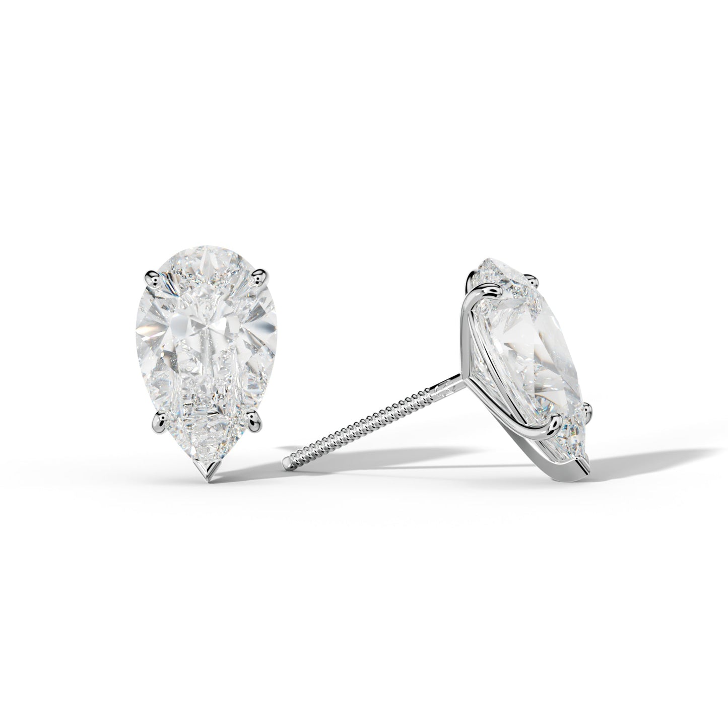 Pear Shape Diamond Stud Earrings With Classic And V Prong Martini Settings