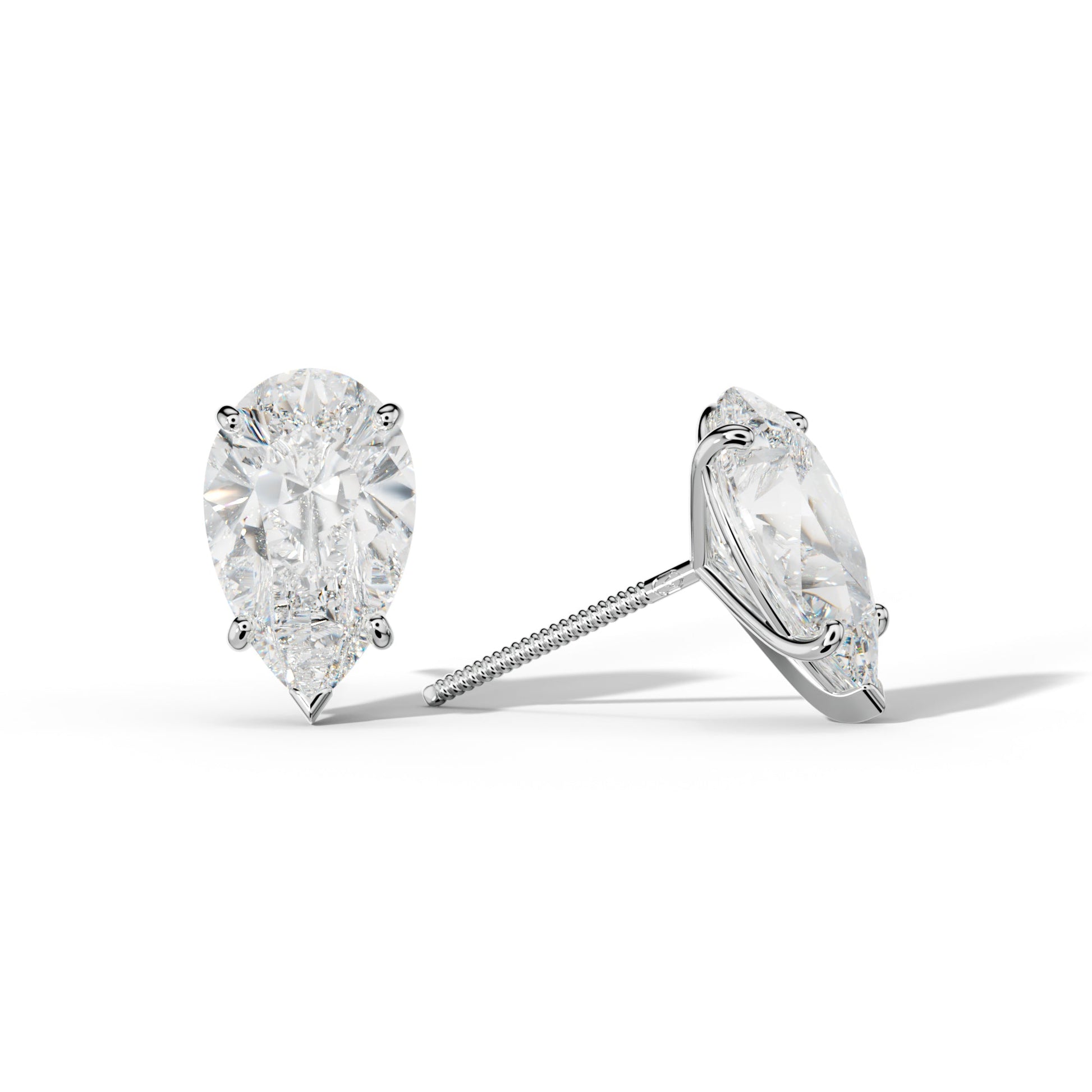 Pear Shape Diamond Stud Earrings With Classic And V Prong Martini Settings
