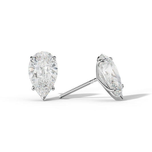 Pear Shape Diamond Stud Earrings With Classic And V Prong Martini Settings