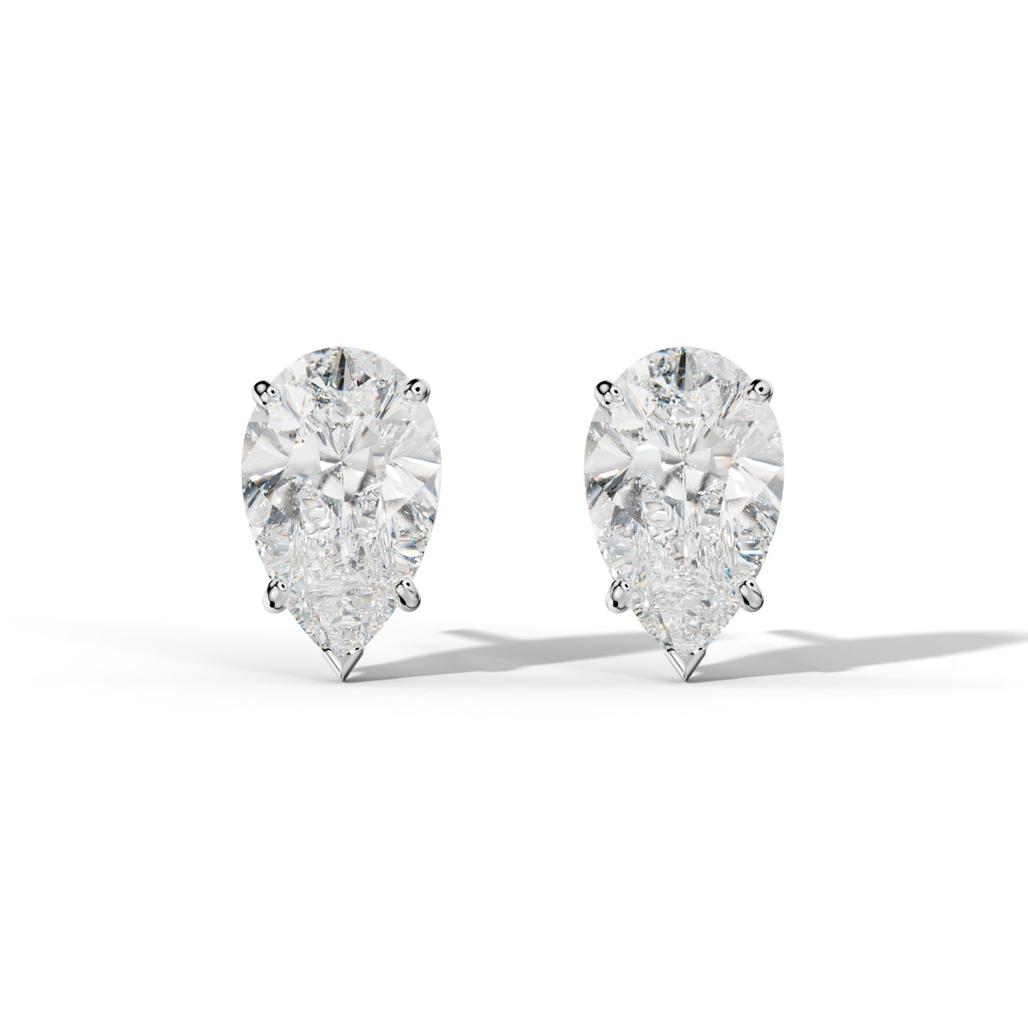 Pear Shape Diamond Stud Earrings With Classic And V Prong Martini Settings - 1/2 - 14K Rose Gold