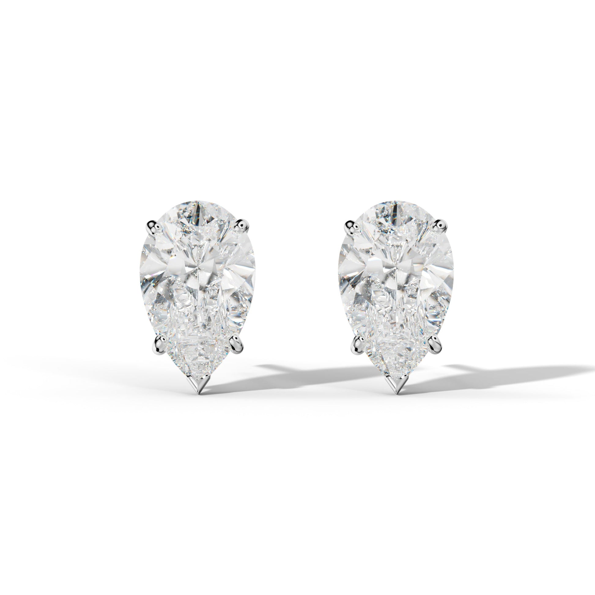 Pear Shape Diamond Stud Earrings With Classic And V Prong Martini Settings - 1/2 - 14K Rose Gold