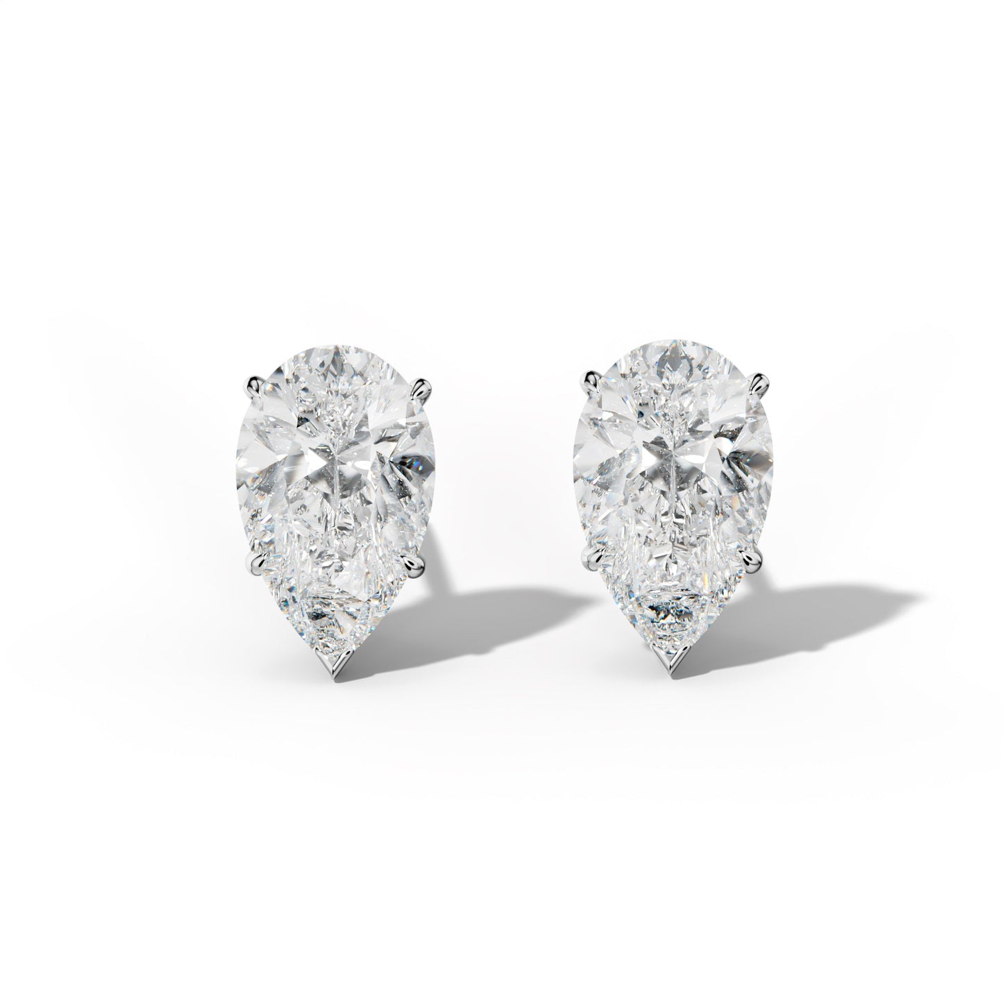 Pear Shape Diamond Stud Earrings With V Prong Martini Settings - 1/2 - 14K Rose Gold