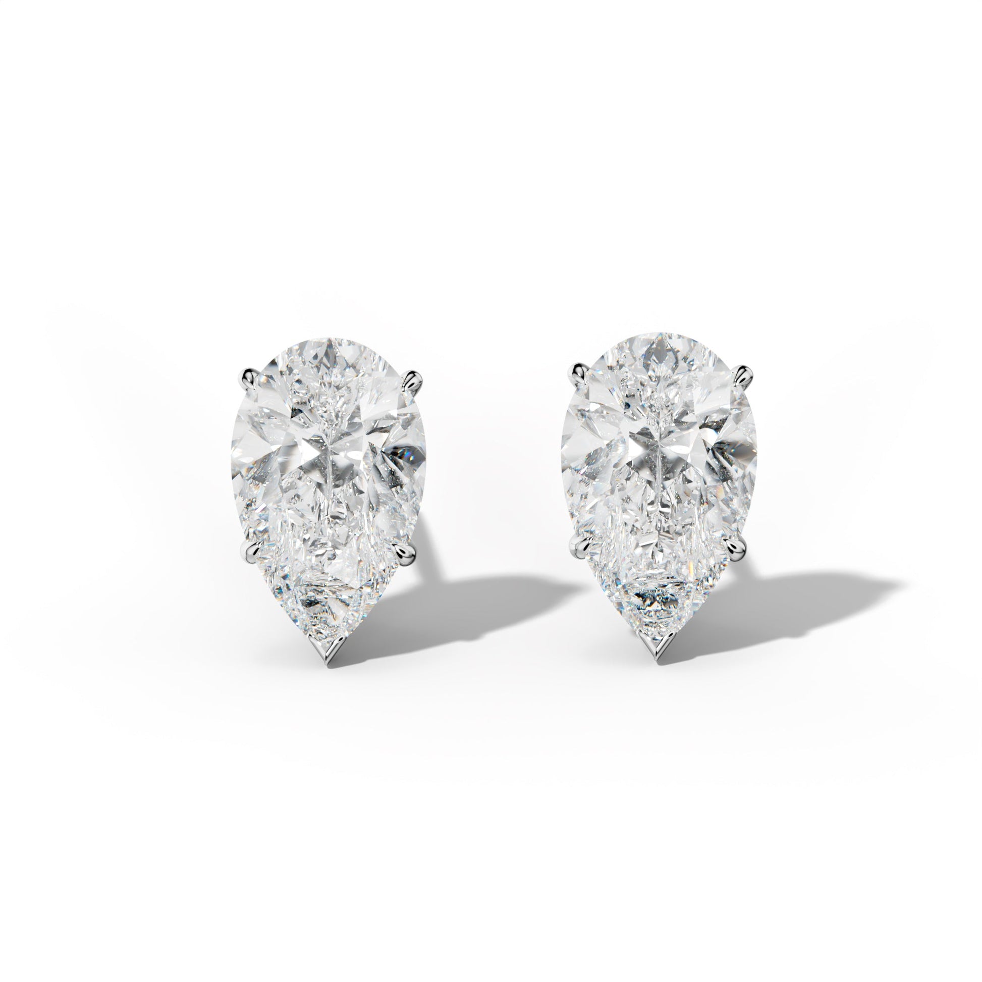 Pear Shape Diamond Stud Earrings With V Prong Martini Settings - 1/2 - 14K Rose Gold