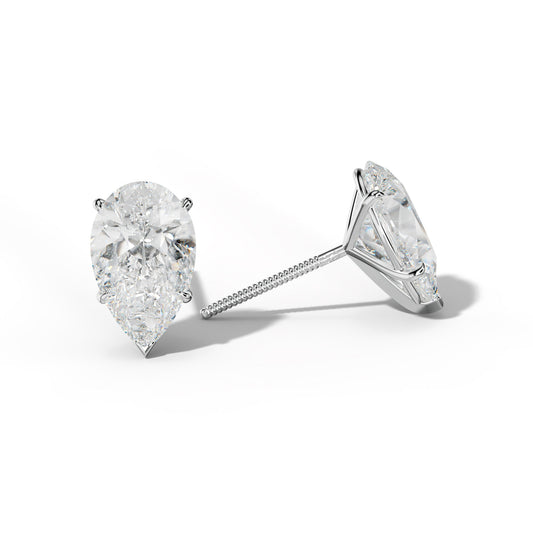 Pear Shape Diamond Stud Earrings With V Prong Martini Settings