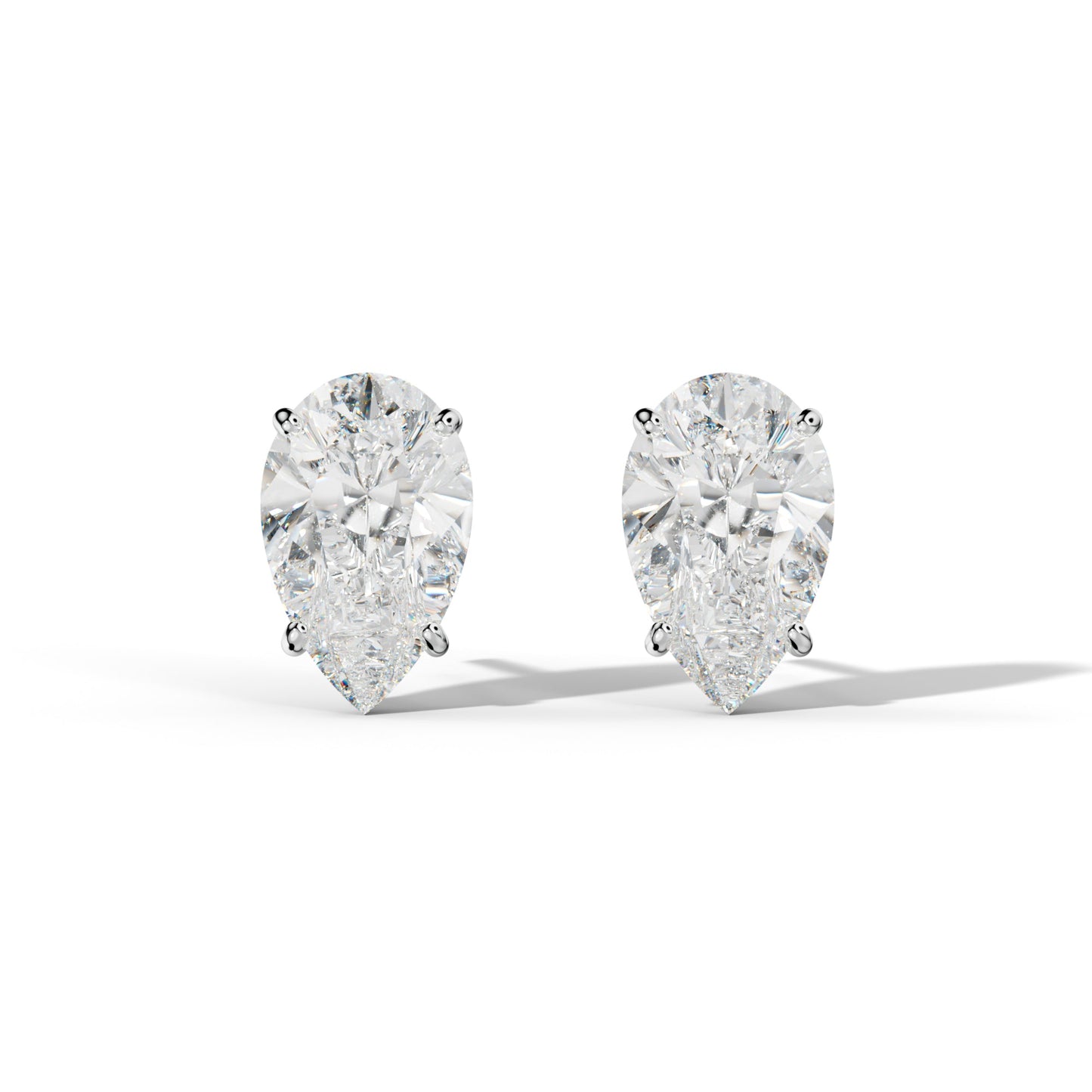 Pear Shape Diamond Stud Earrings With Four Classic Prong Martini Settings - 1/2 - 14K Rose Gold