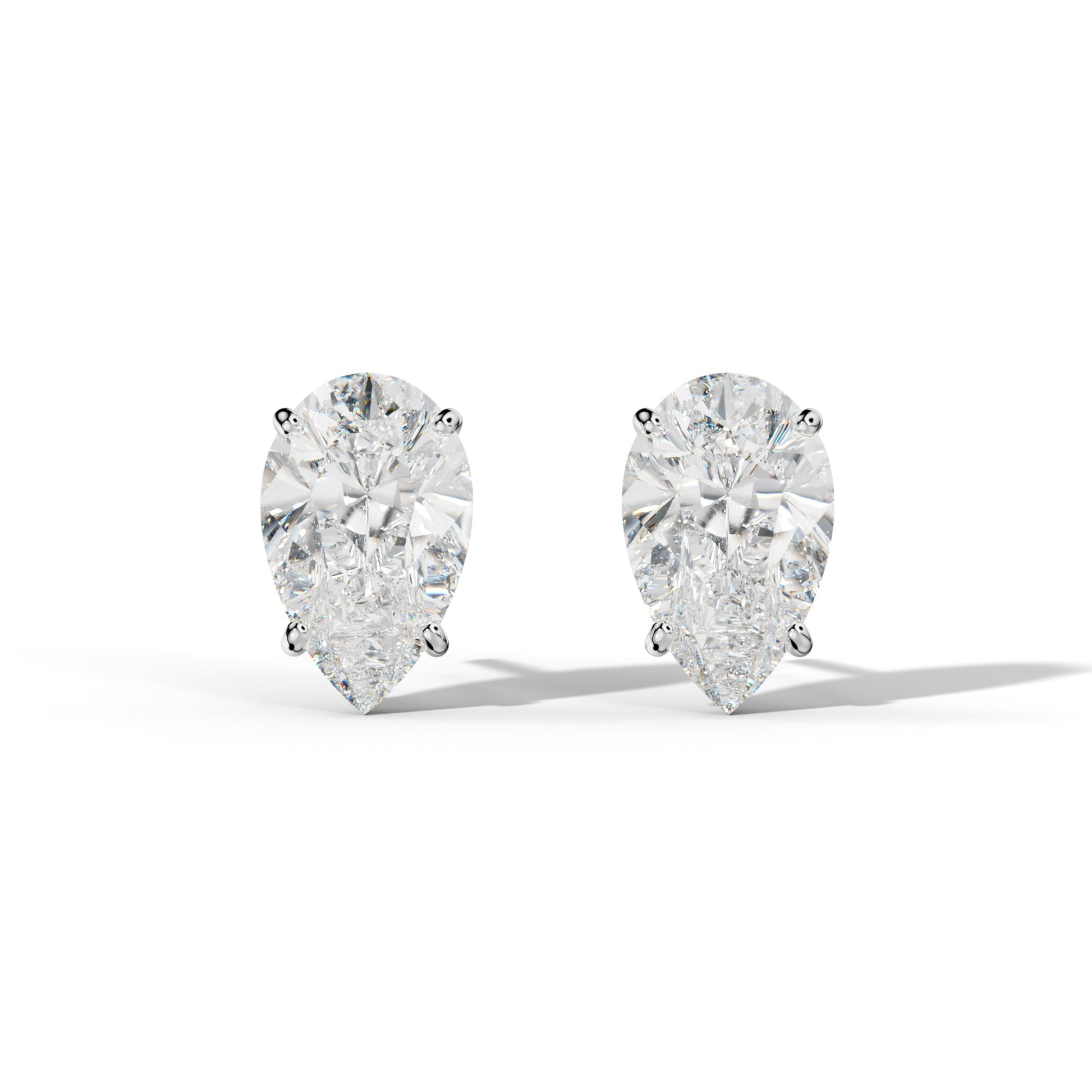 Pear Shape Diamond Stud Earrings With Four Classic Prong Martini Settings - 1/2 - 14K Rose Gold