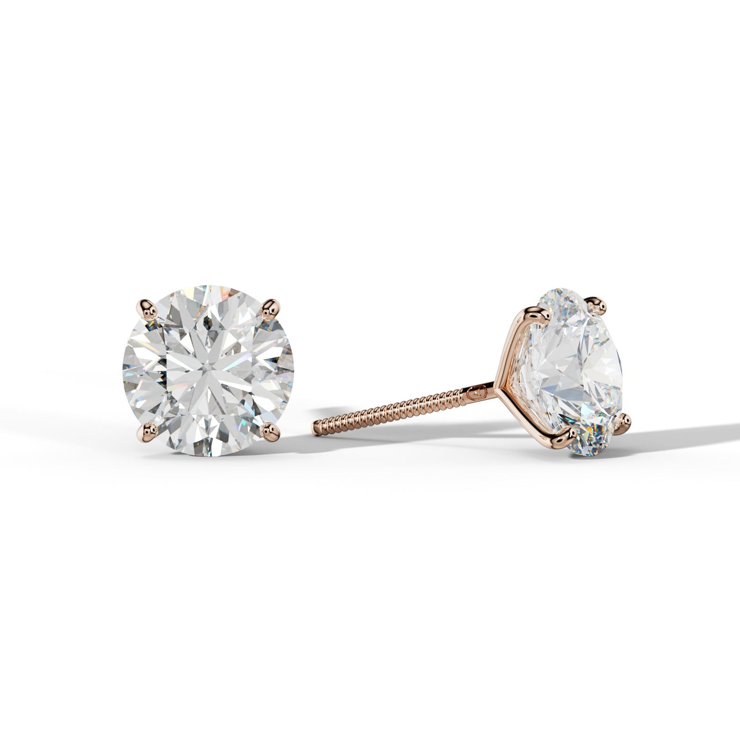Round Diamond Stud Earrings With Four Classic Prong Martini Settings - 1/2 - Platinum 950