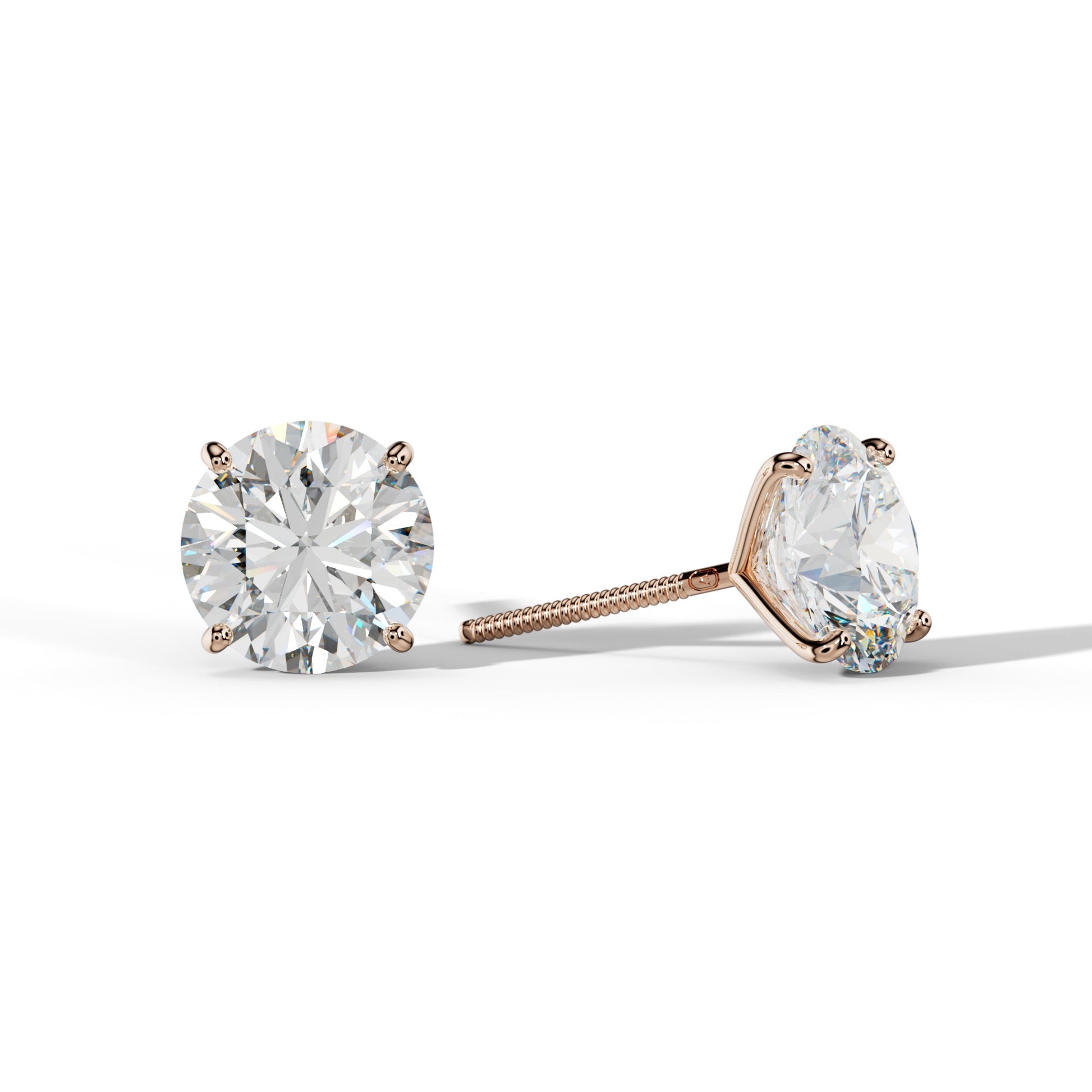 Round Diamond Stud Earrings With Four Classic Prong Martini Settings - 1/2 - Platinum 950
