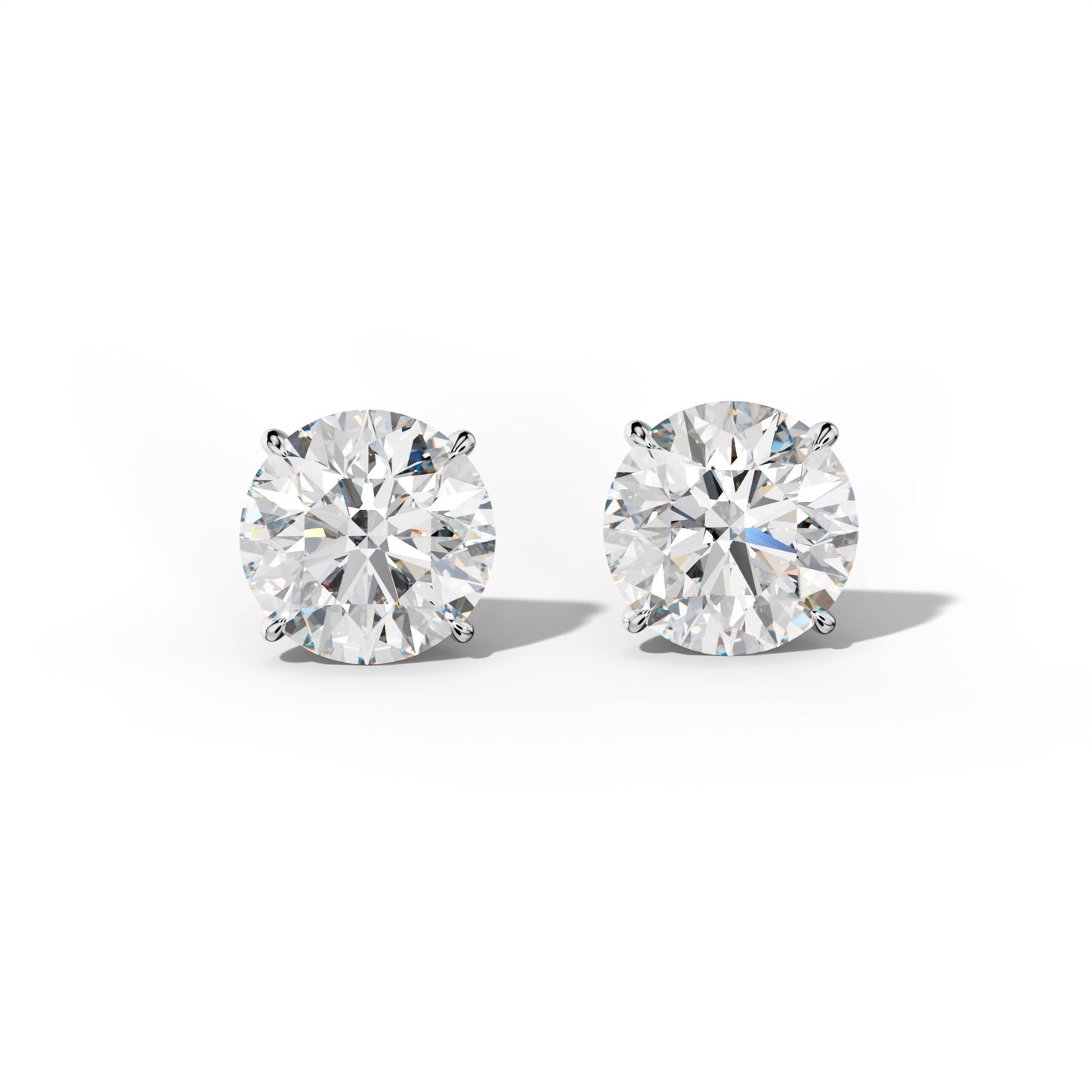 Round Diamond Stud Earrings With Four Prong Martini Settings - 1/2 - 18K White Gold
