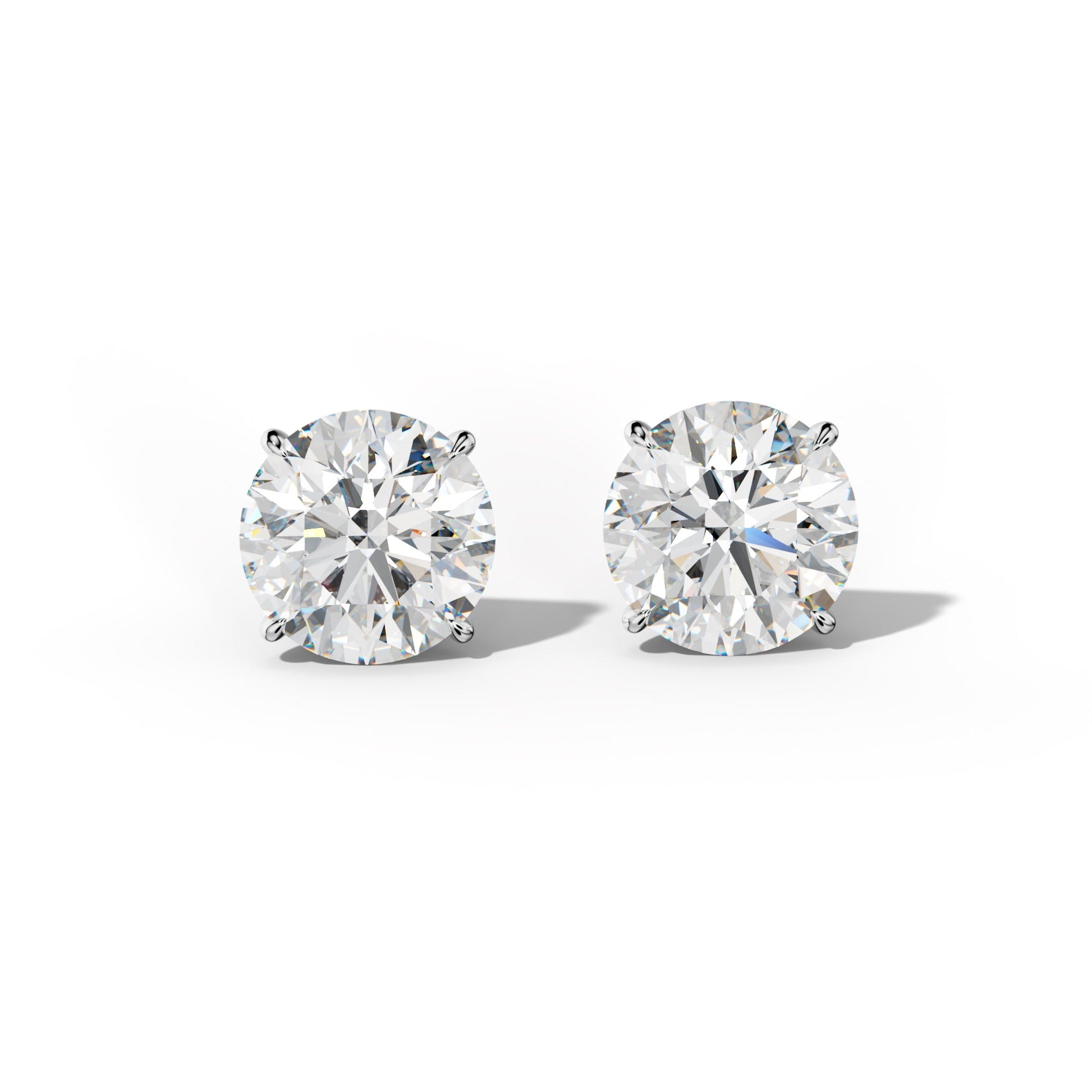Round Diamond Stud Earrings With Four Prong Martini Settings - 1/2 - 18K White Gold
