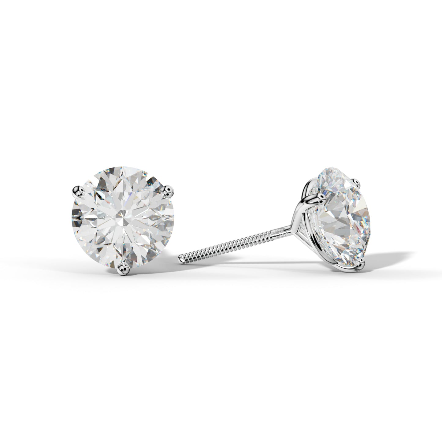 Three Prong Diamond Stud Earrings