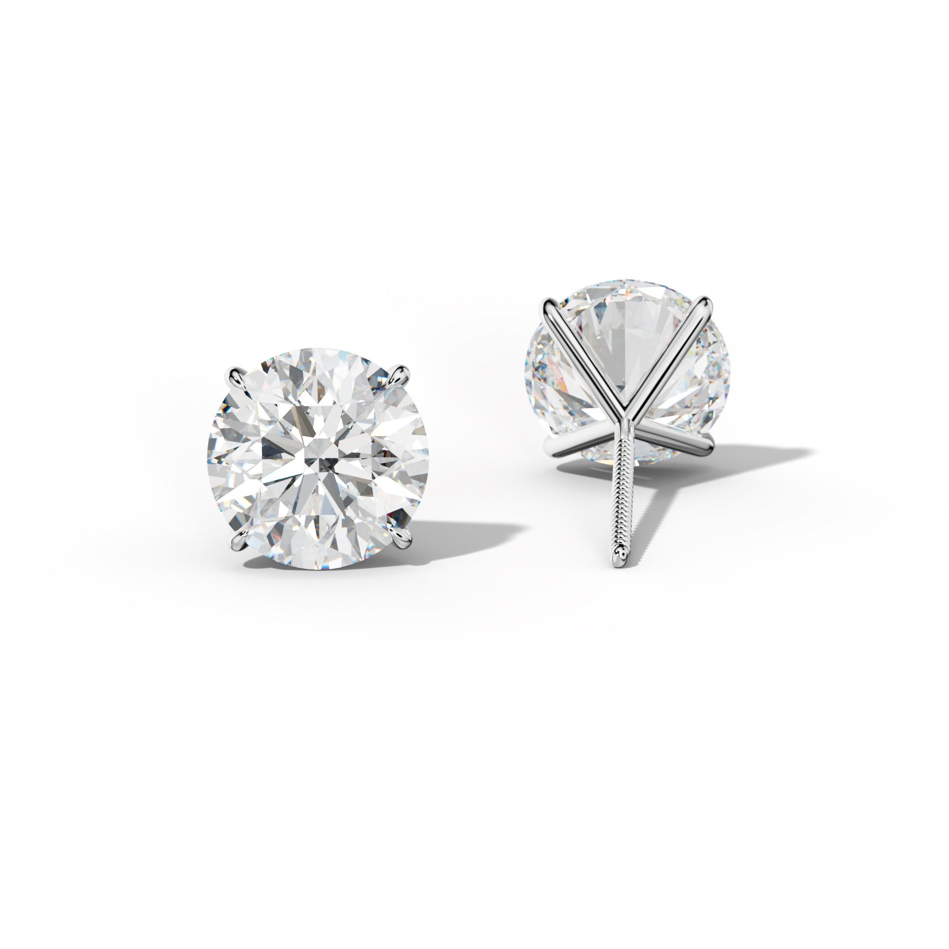 Round Diamond Stud Earrings With Four Prong Martini Settings - 1/2 - 14K Yellow Gold