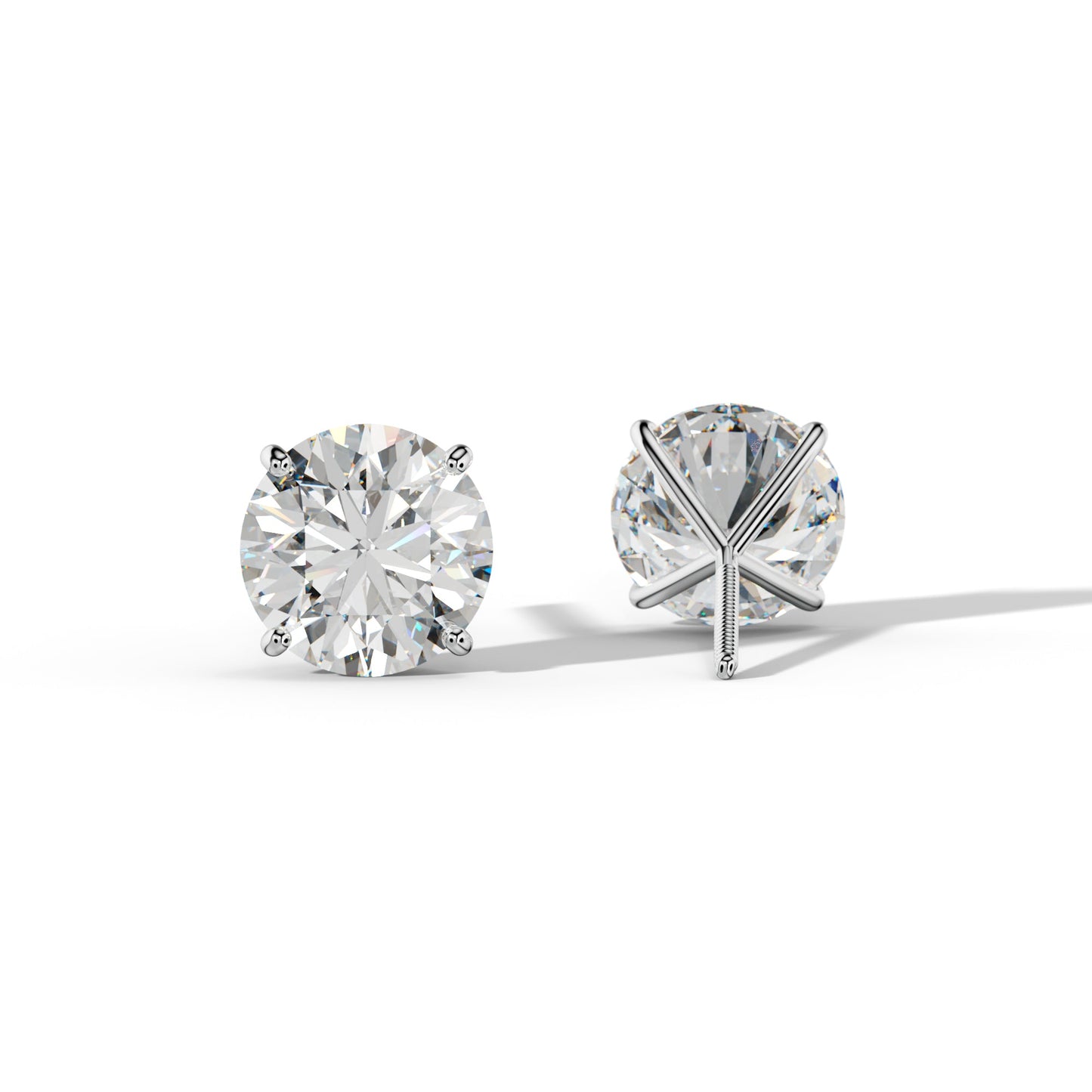 Round Diamond Stud Earrings With Four Classic Prong Martini Settings - 1/2 - 14K Yellow Gold