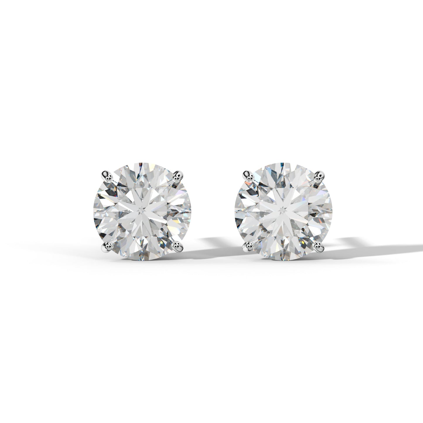 Round Diamond Stud Earrings With Four Classic Prong Martini Settings - 1/2 - 18K White Gold