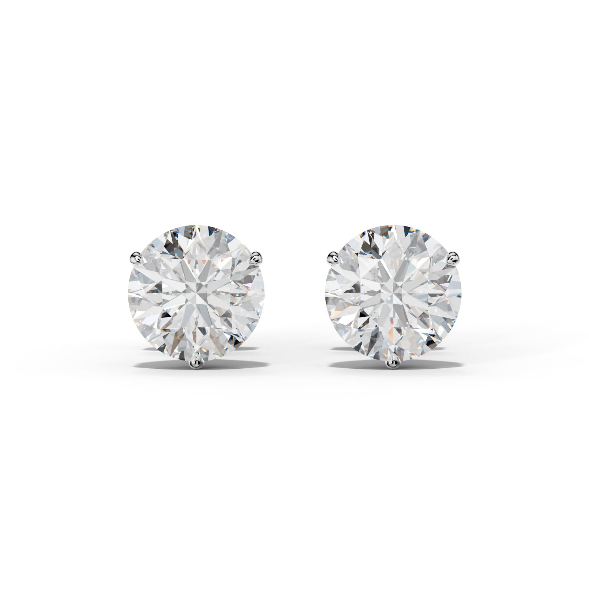 Round Diamond Stud Earrings With Three Prong Martini Setting - 1/2 - 18K White Gold