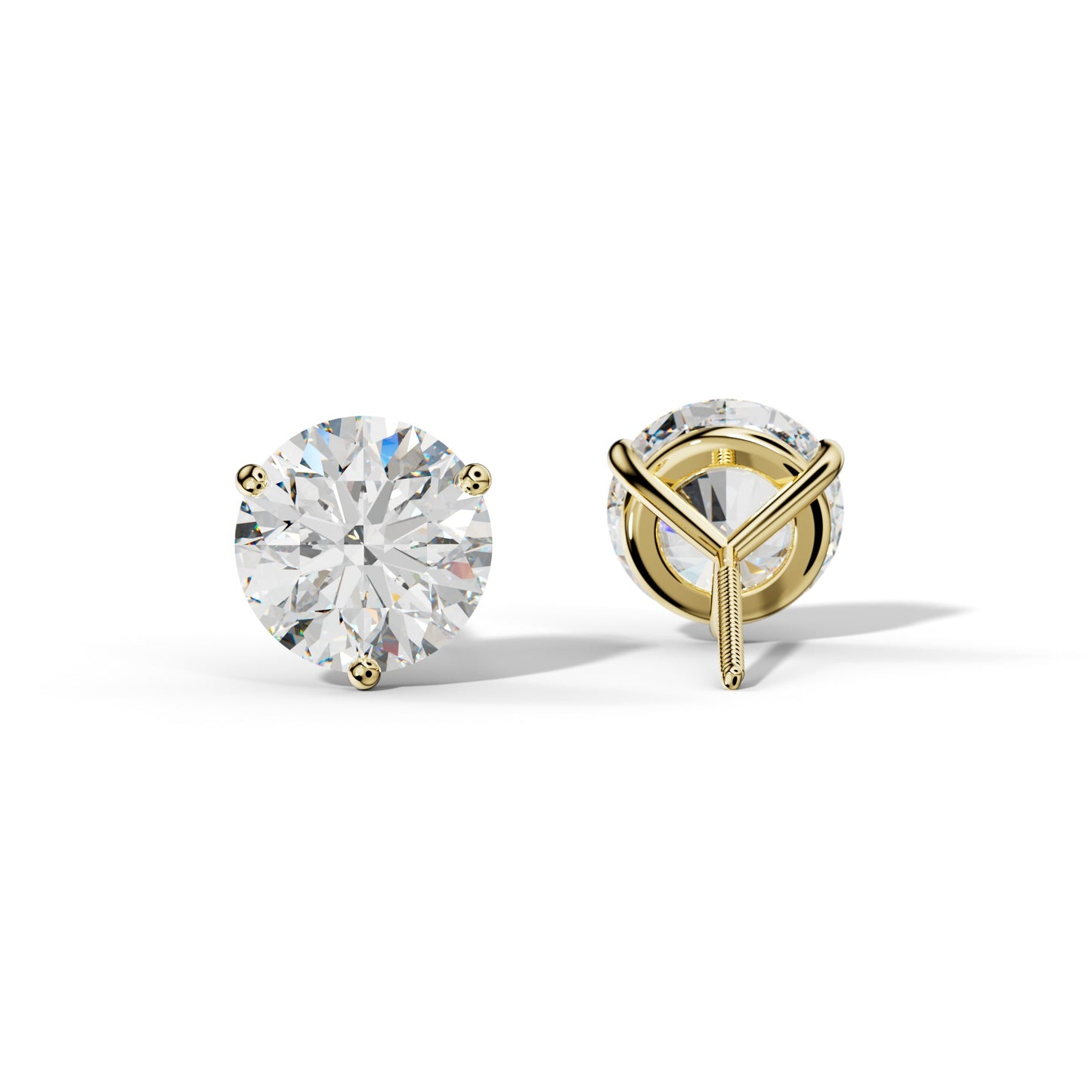 Round Diamond Stud Earrings With Classic Three Prong Martini Setting - 1/2 - 18K Rose Gold