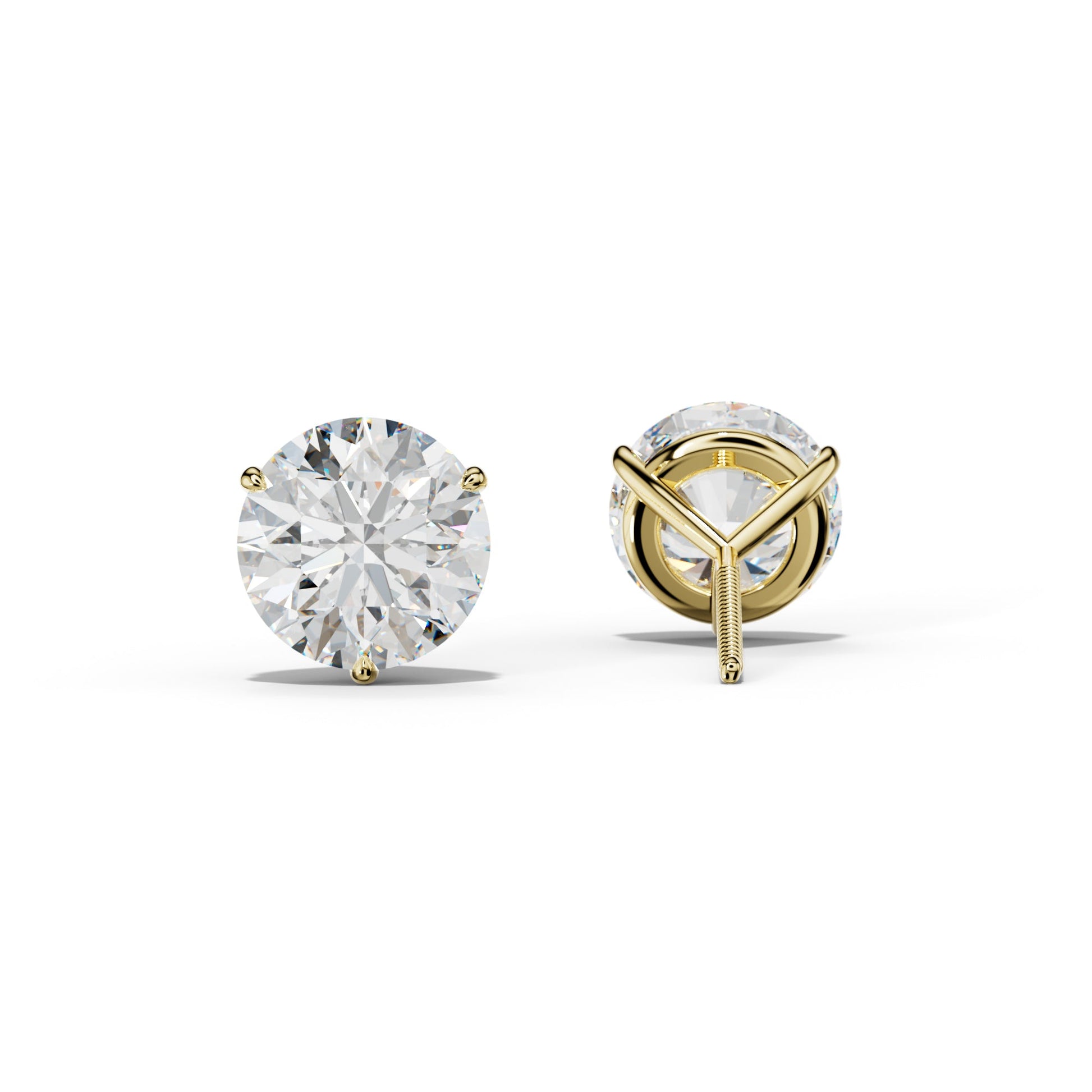 Round Diamond Stud Earrings With Three Prong Martini Setting - 1/2 - 18K Rose Gold