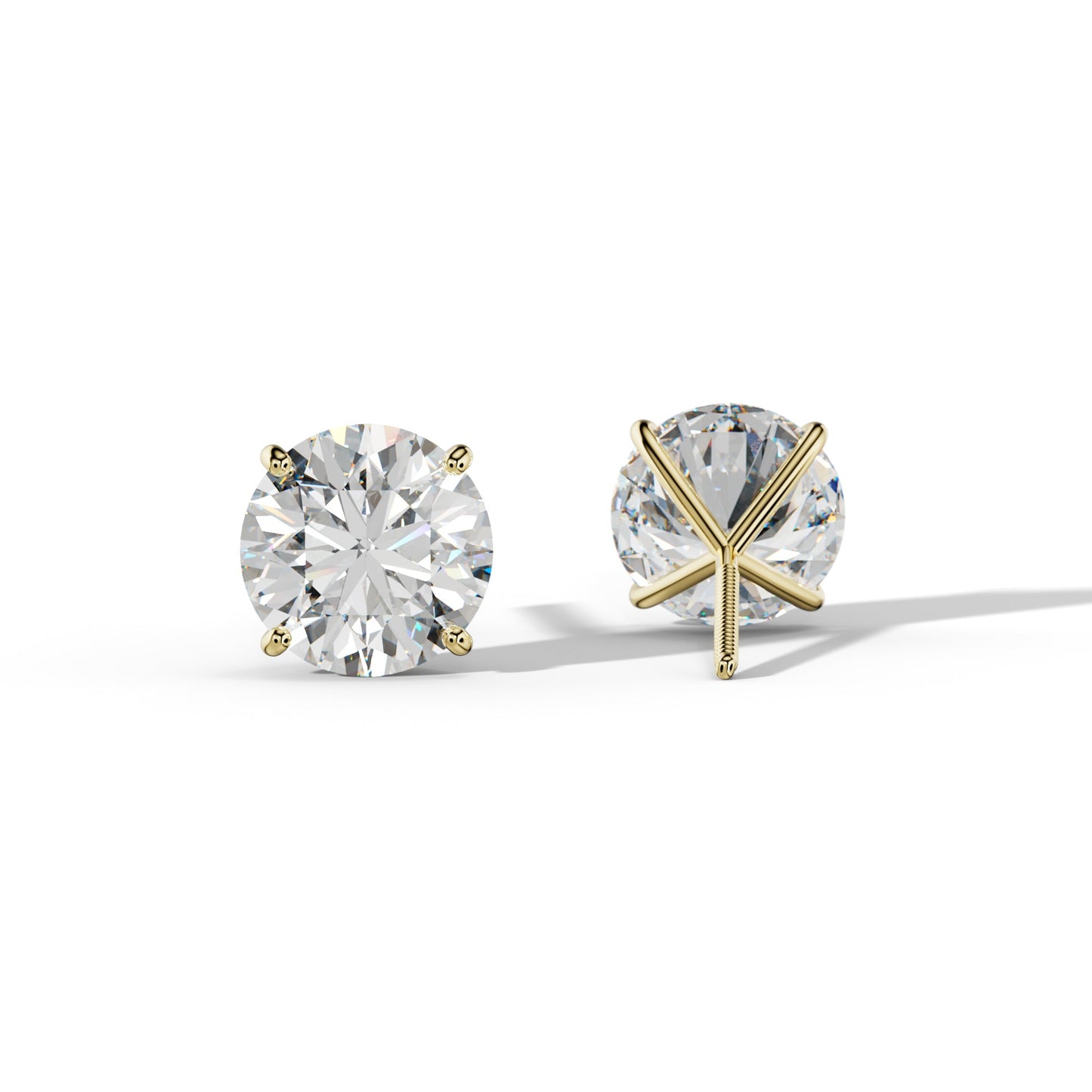 Round Diamond Stud Earrings With Four Classic Prong Martini Settings - 1/2 - 18K Rose Gold