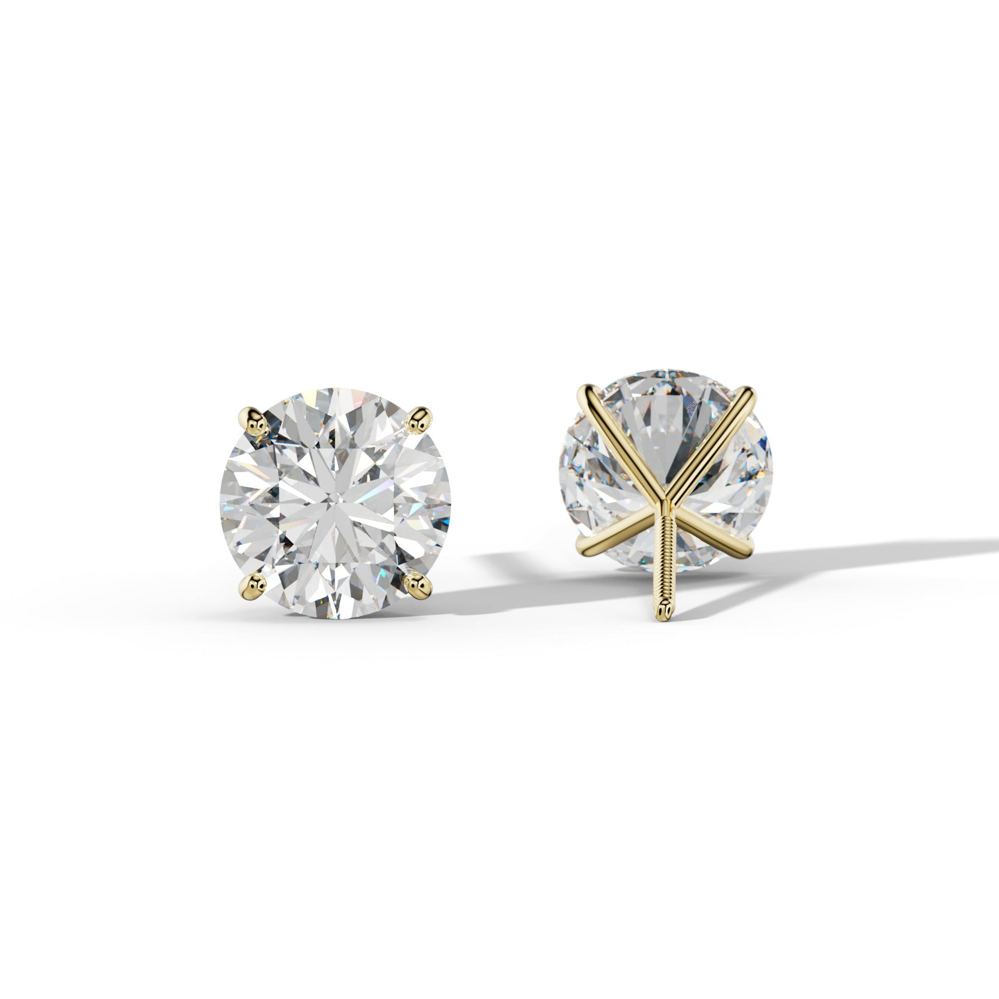 Round Diamond Stud Earrings With Four Classic Prong Martini Settings - 1/2 - 18K Rose Gold