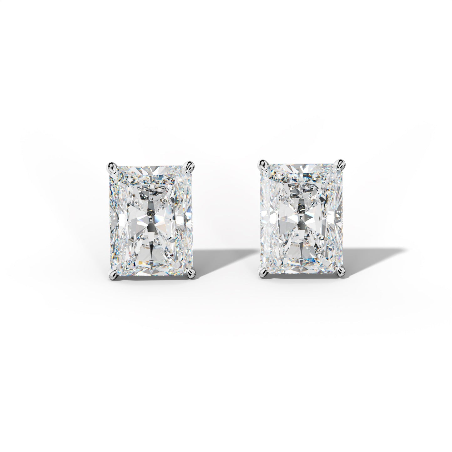 Radiant Diamond Stud Earrings With Four Prong Martini Settings - 1/2 - 14K Rose Gold