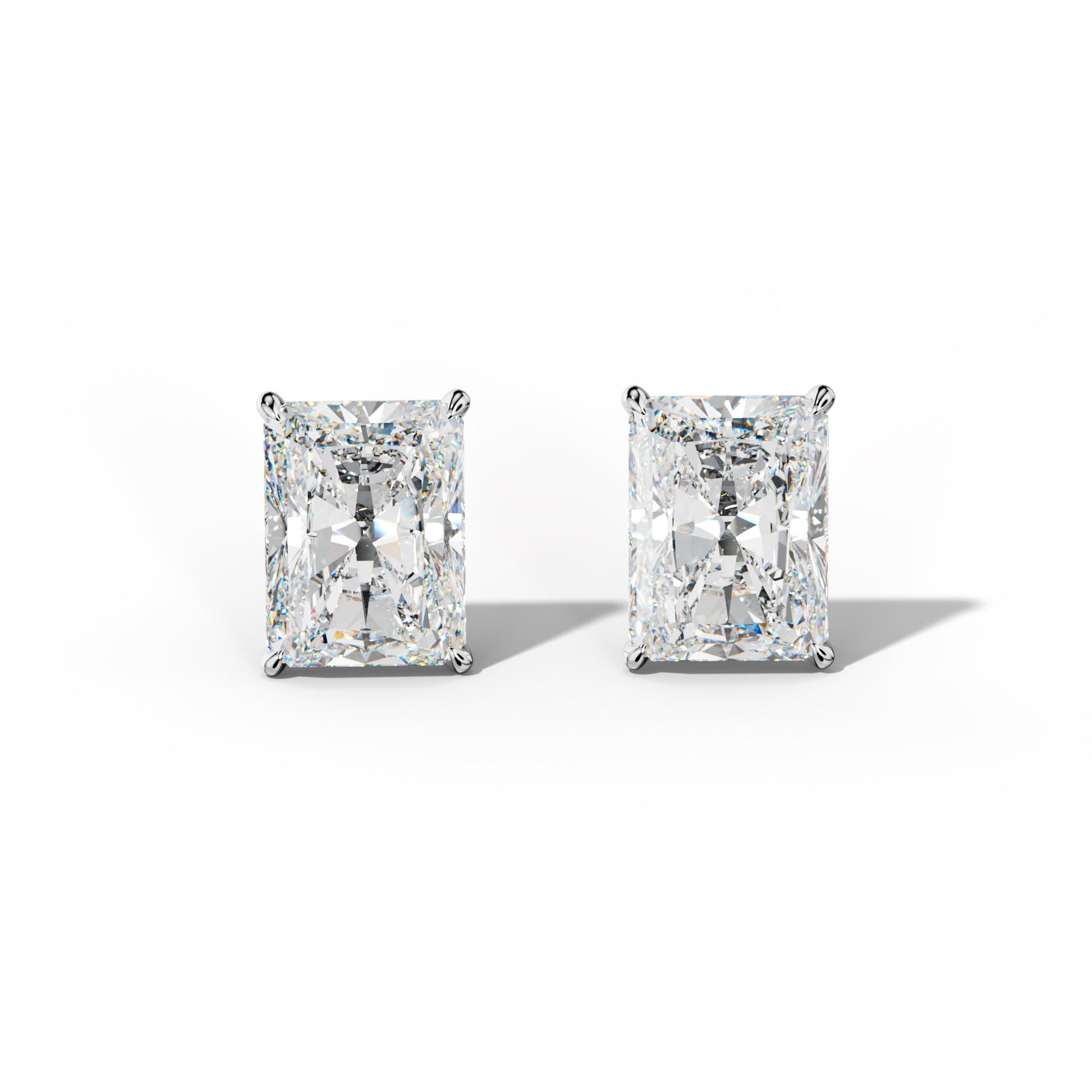 Radiant Diamond Stud Earrings With Four Prong Martini Settings - 1/2 - 14K Rose Gold
