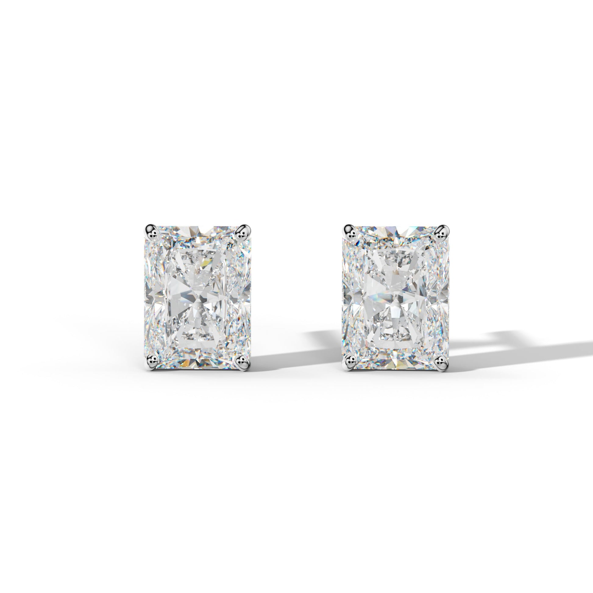 Radiant Diamond Stud Earrings With Four Classic  Prong Martini Settings - 1/2 - 14K Rose Gold