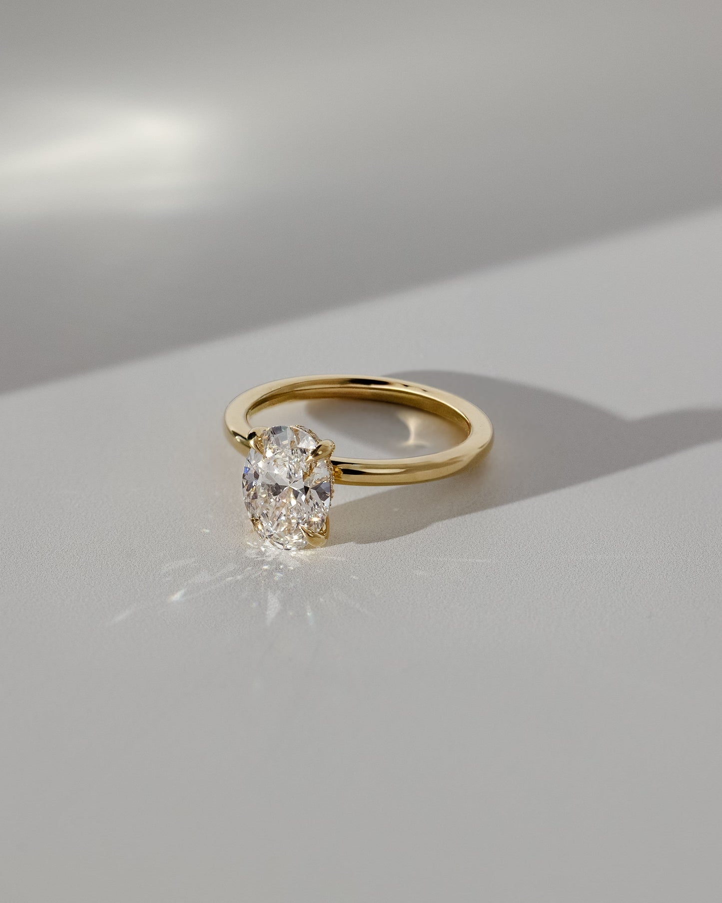 Emma - Classic Oval Claw Solitaire with Hidden Halo Engagement Ring - Rose Gold