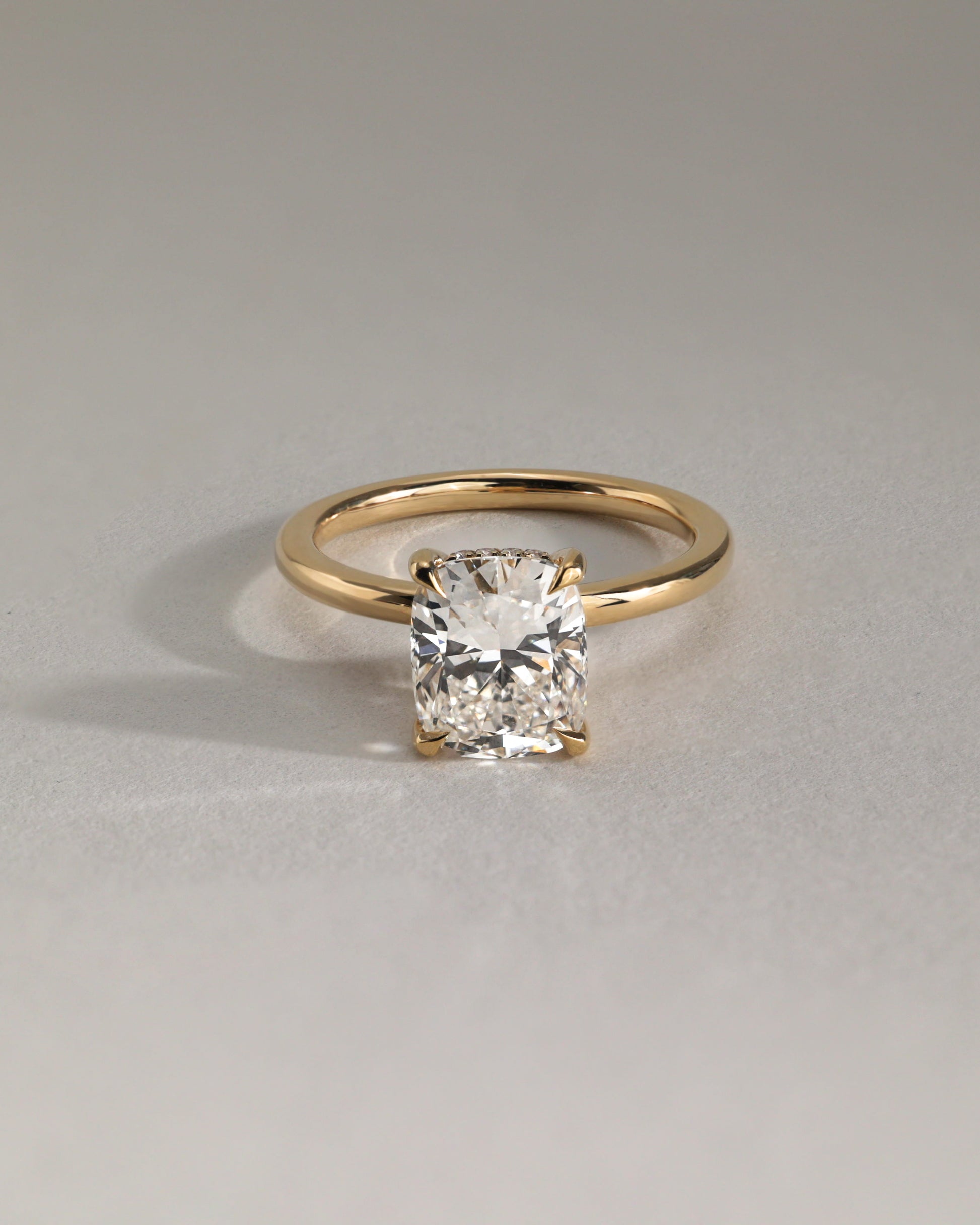 Ava - Elongated Cushion Claw Solitaire with Hidden Halo Engagement Ring - Rose Two-Tone - Lifestyle