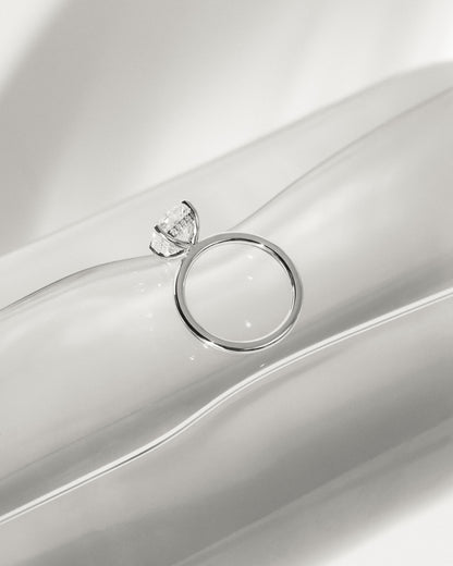 Ava - Elongated Cushion Claw Solitaire with Hidden Halo Engagement Ring - Platinum