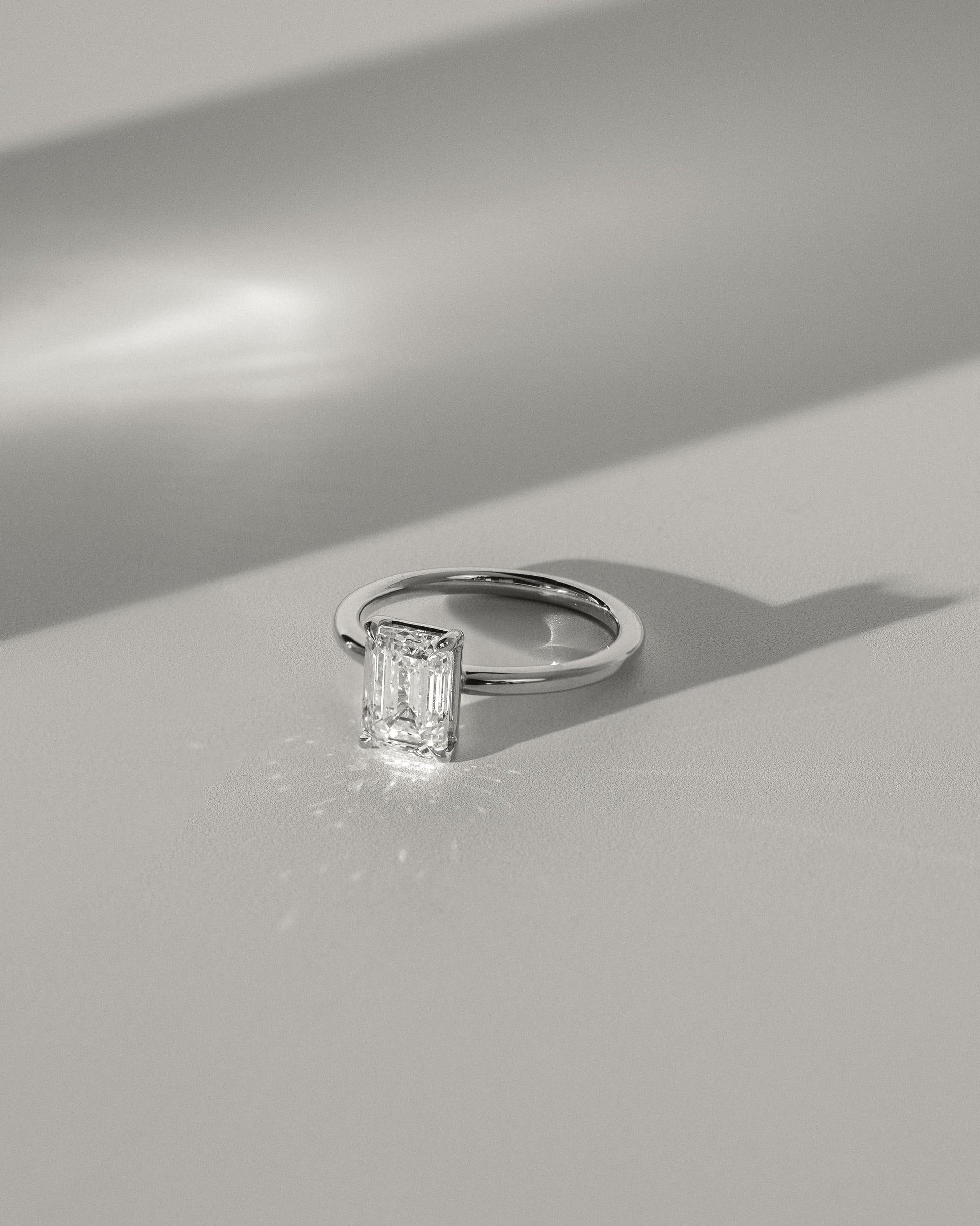 Alina - Emerald Claw Solitaire Engagement Ring - White Gold - white gold - Lara Jewels