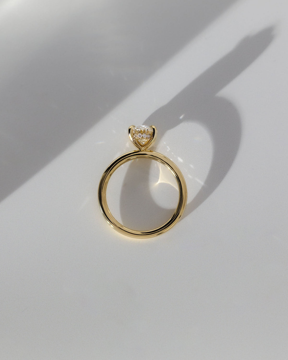 Emma - Classic Oval Claw Solitaire with Hidden Halo Engagement Ring - Rose Gold