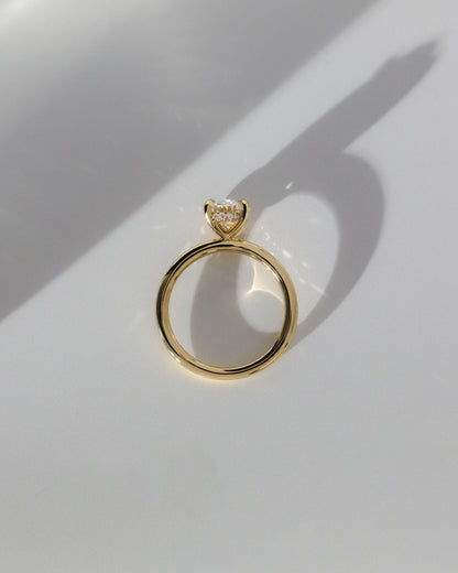 Emma - Classic Oval Claw Solitaire with Hidden Halo Engagement Ring - Rose Gold