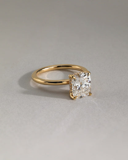 Ava - Elongated Cushion Claw Solitaire with Hidden Halo Engagement Ring - Rose Two-Tone