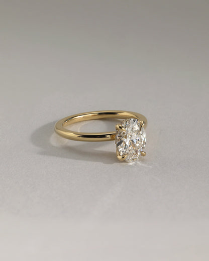 Emma - Classic Oval Claw Solitaire with Hidden Halo Engagement Ring - White Gold