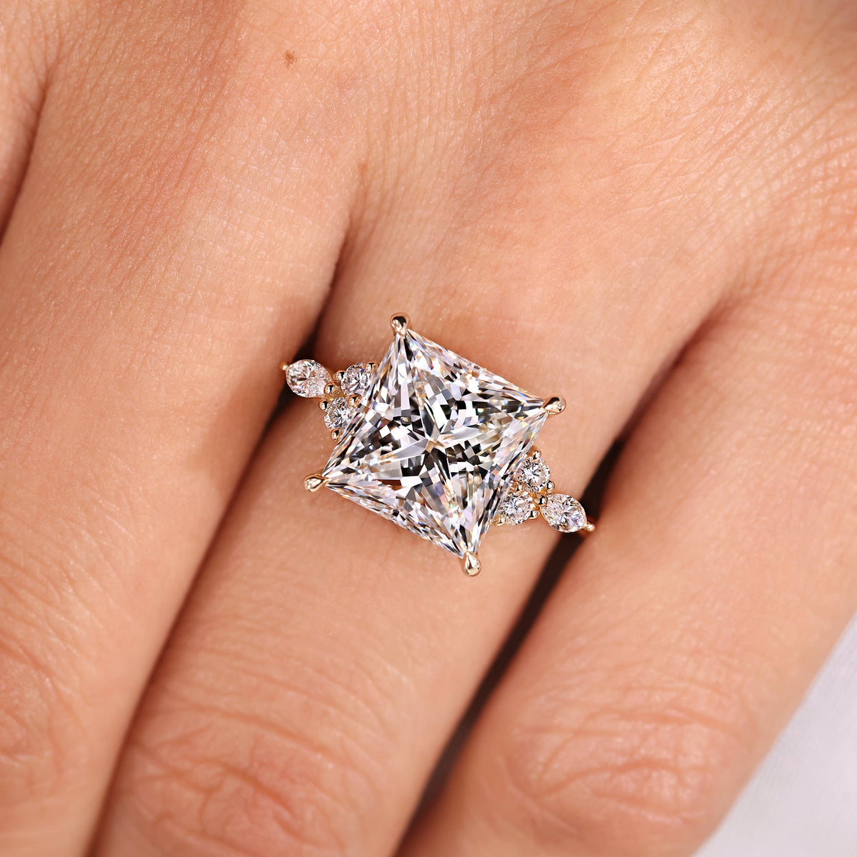 IGI Certified 5 - 7 Carat Princess Cut Diamond Ring in Muse Setting