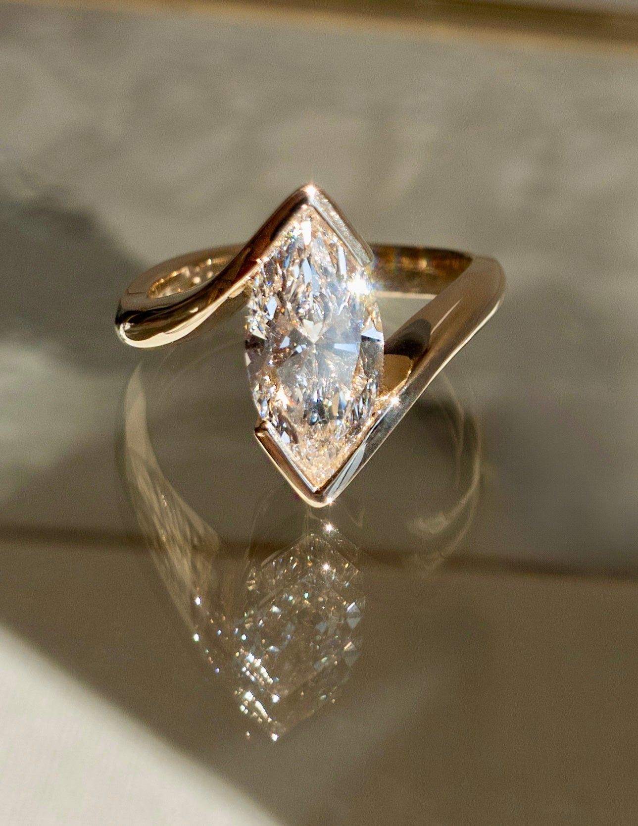 VERTICAL 2ct Marquise Rapture Ring — Half Bezel Setting