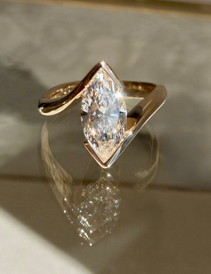 VERTICAL 2ct Marquise Rapture Ring — Half Bezel Setting