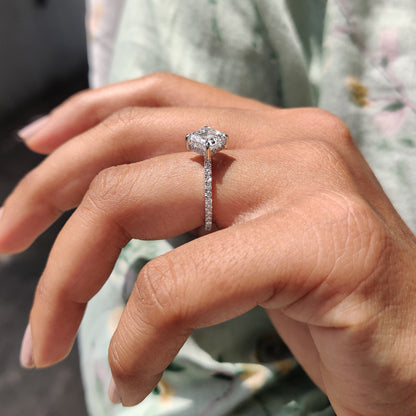Asscher Cut Engagement Ring With Hidden Halo Design