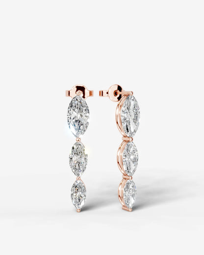 Abigail Lab Grown Diamond Earrings Marquise - Rose Gold