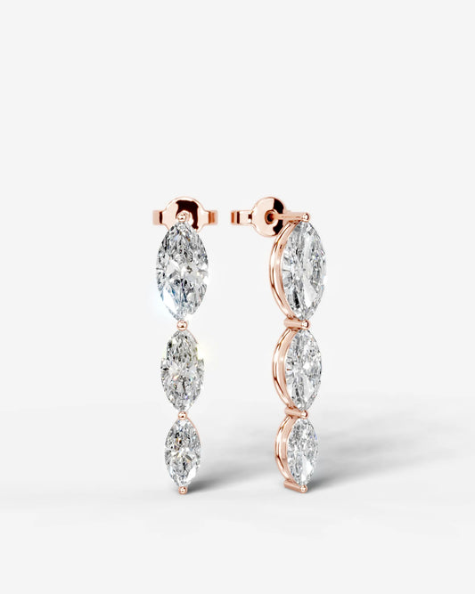 Abigail Lab Grown Diamond Earrings Marquise - Rose Gold