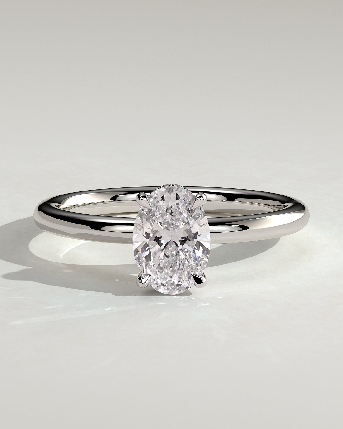 Emma  Oval Solitaire with Hidden Halo - 1ct White Gold