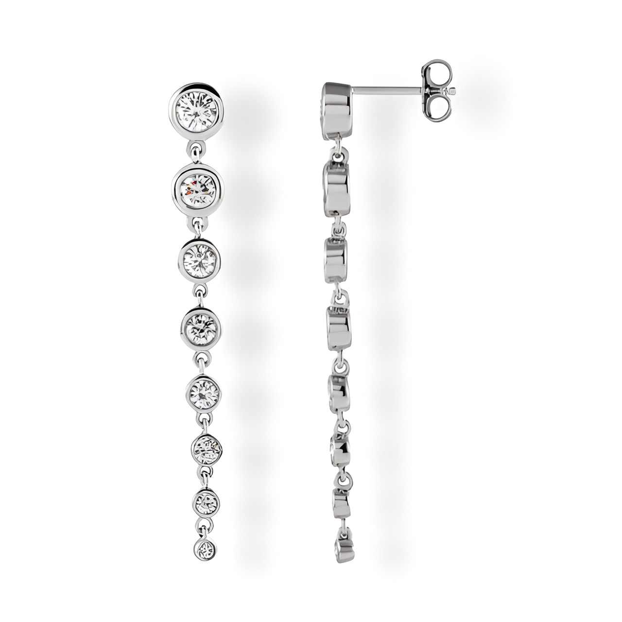 Graduated Diamond Drop Earrings - Lab-Grown Diamonds - 14K Yellow Gold