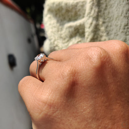 Cathedral Style Round Solitaire Diamond Ring