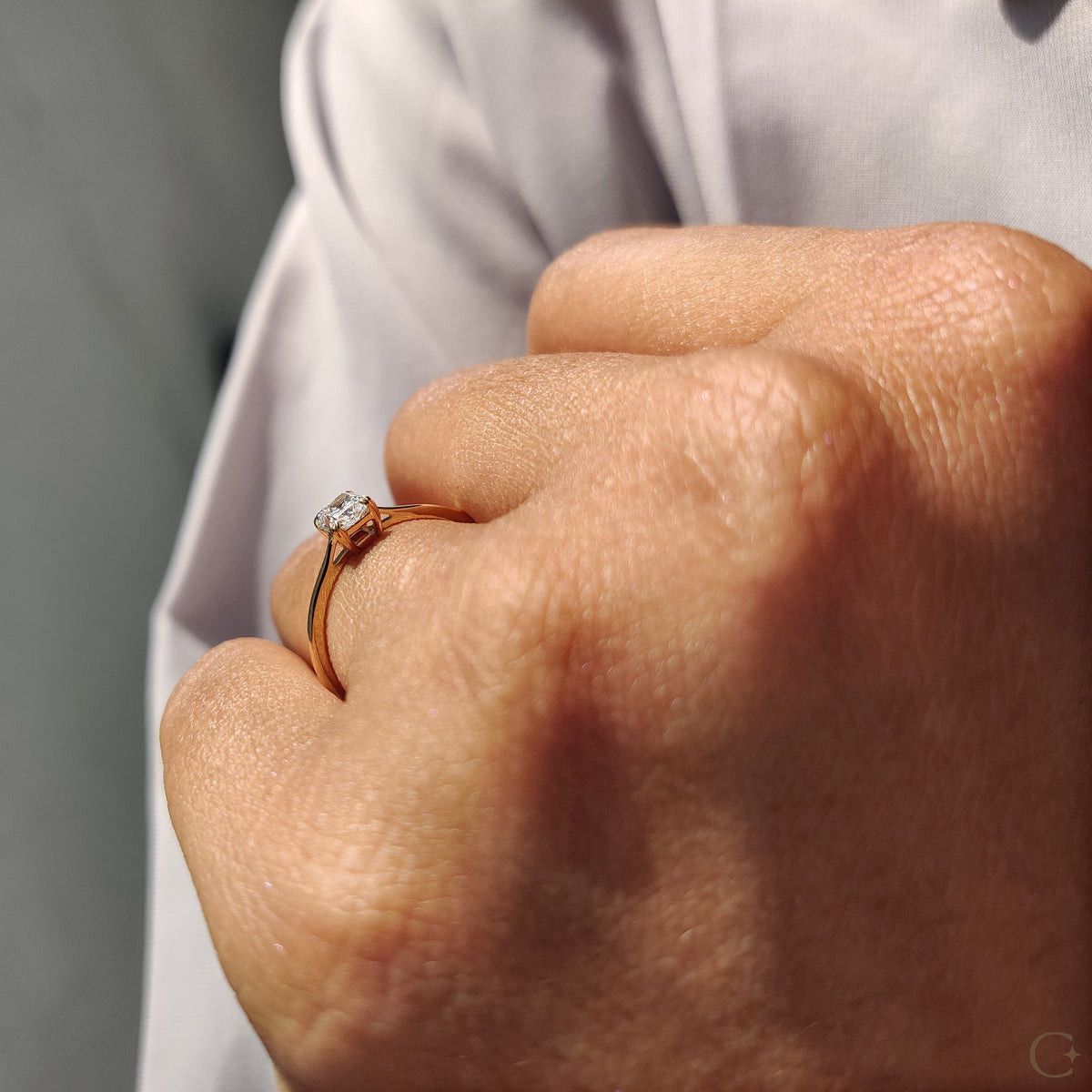 Radiant Cut Gold Engagement Ring in Solitaire Style
