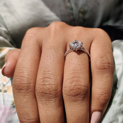 Asscher Cut Engagement Ring With Hidden Halo Design