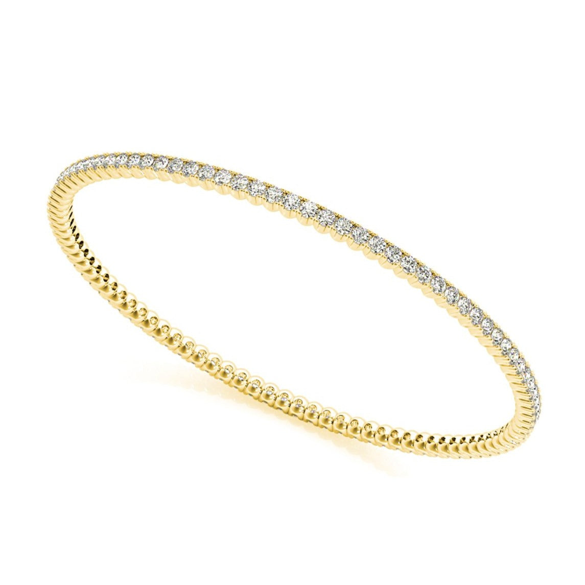 2.75 ctw Round Diamond Eternity Bangle Bracelet - 18K Yellow Gold
