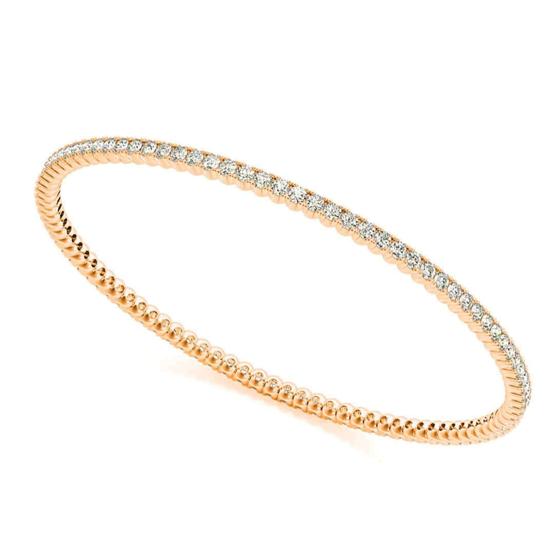 2.75 ctw Round Diamond Eternity Bangle Bracelet - 18K Rose Gold